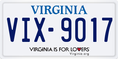 VA license plate VIX9017