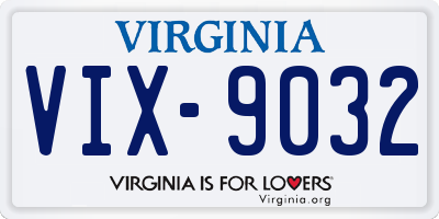 VA license plate VIX9032