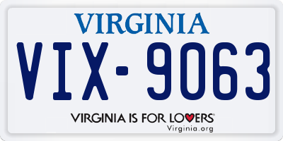 VA license plate VIX9063