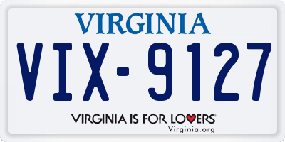 VA license plate VIX9127