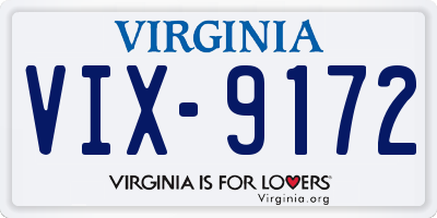 VA license plate VIX9172