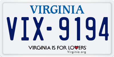 VA license plate VIX9194