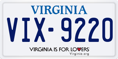 VA license plate VIX9220
