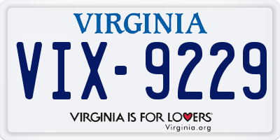 VA license plate VIX9229