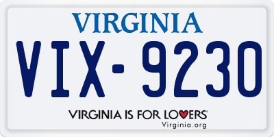 VA license plate VIX9230