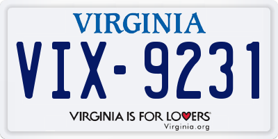 VA license plate VIX9231