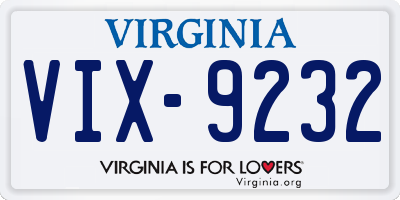VA license plate VIX9232