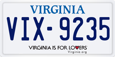 VA license plate VIX9235