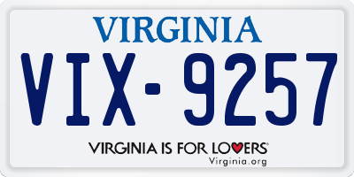 VA license plate VIX9257