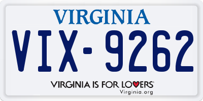 VA license plate VIX9262