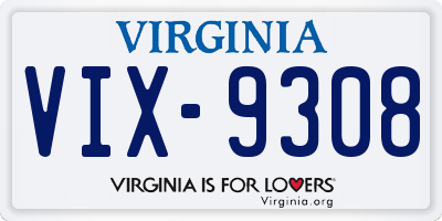 VA license plate VIX9308