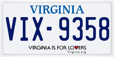VA license plate VIX9358