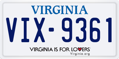 VA license plate VIX9361
