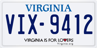 VA license plate VIX9412