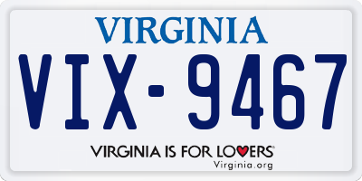 VA license plate VIX9467