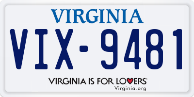 VA license plate VIX9481