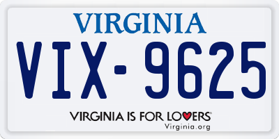 VA license plate VIX9625