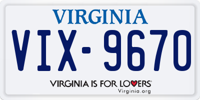 VA license plate VIX9670