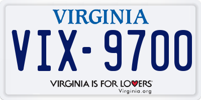 VA license plate VIX9700