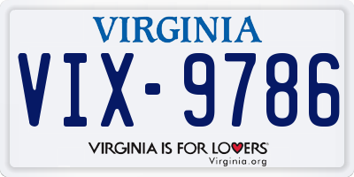 VA license plate VIX9786