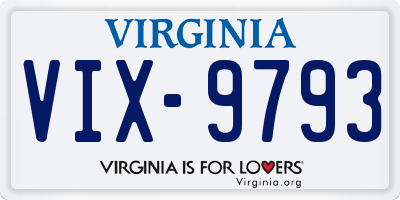 VA license plate VIX9793
