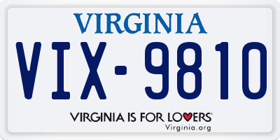VA license plate VIX9810