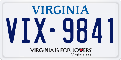 VA license plate VIX9841