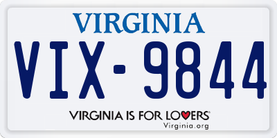 VA license plate VIX9844