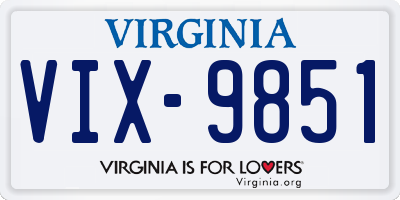 VA license plate VIX9851