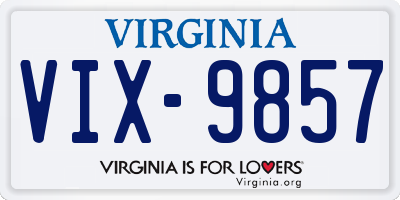 VA license plate VIX9857