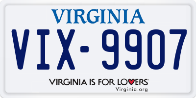 VA license plate VIX9907