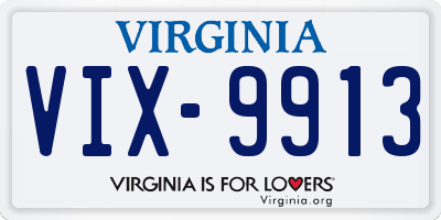 VA license plate VIX9913