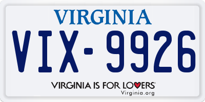 VA license plate VIX9926