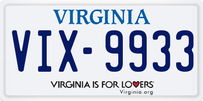VA license plate VIX9933