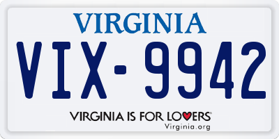 VA license plate VIX9942