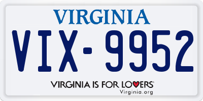 VA license plate VIX9952