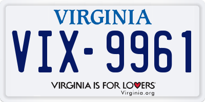 VA license plate VIX9961