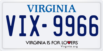 VA license plate VIX9966