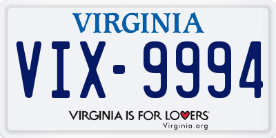 VA license plate VIX9994