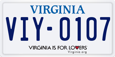 VA license plate VIY0107