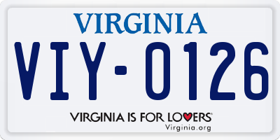 VA license plate VIY0126