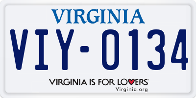 VA license plate VIY0134