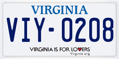 VA license plate VIY0208