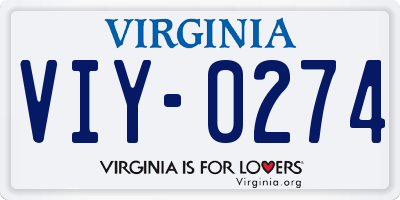 VA license plate VIY0274