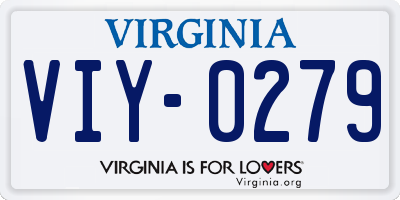 VA license plate VIY0279