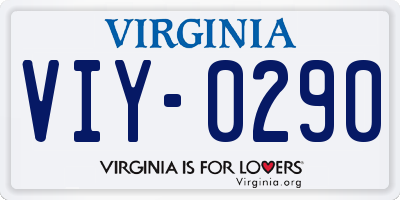 VA license plate VIY0290
