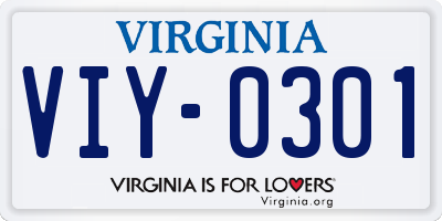VA license plate VIY0301