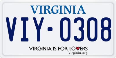 VA license plate VIY0308