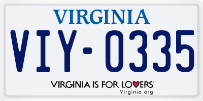 VA license plate VIY0335