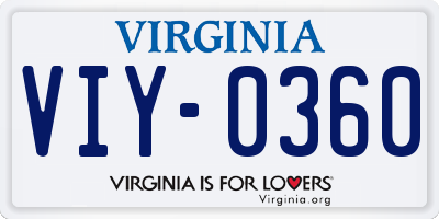VA license plate VIY0360
